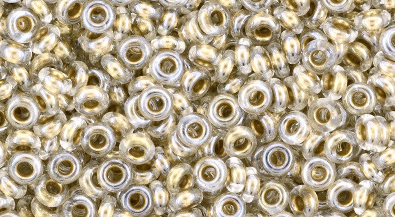 Toho Demi Round 8/0 Seed Bead, Gold-Lined Crystal, TN-08-989, 8 grams